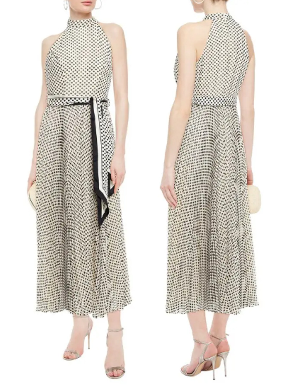 Zimmermann Sunray Picnic Belted Polka-Dot Cepe Midi A-Line Dress White Black 3